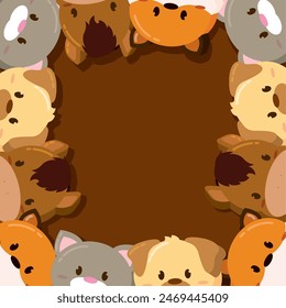 Kawaii animal emoticon pattern background Vector illustration