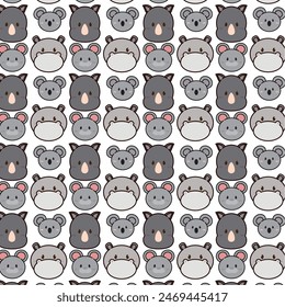 Kawaii animal emoticon pattern background Vector illustration