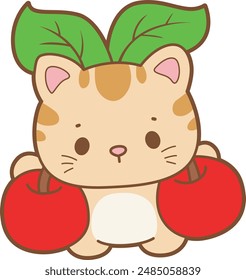 Kawaii animal kitty for scrapbook and sticker.
A funny cat with cherry