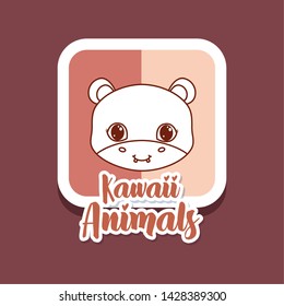 kawaii animals card icon vector ilustration. hippo.