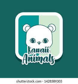 kawaii animals card icon vector illustration. cat.