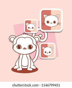 kawaii animals design 
