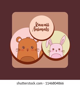 kawaii animals design 