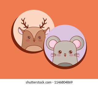 kawaii animals design 