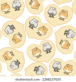 kawaii animals doodle set vector in a pattern 