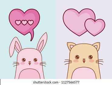 Kawaii animals and love design