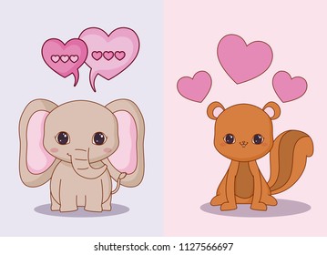 Kawaii animals and love design