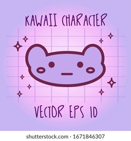 Kawaii anime character. Flat vector EPS 10. Mood. Expression. Sticker. Pastel violet colors. 