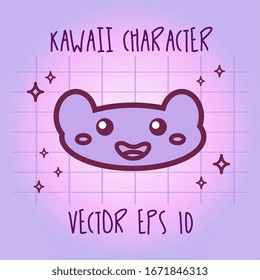 Kawaii anime character. Flat vector EPS 10. Mood. Expression. Sticker. Pastel violet colors. 
