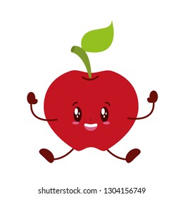 kawaii apple cartoon character