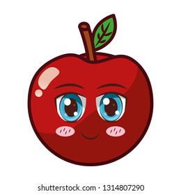 kawaii apple cartoon character