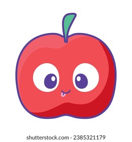 kawaii apple fruit illustration isolated