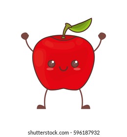 kawaii apple fruit image vector illustration eps 10