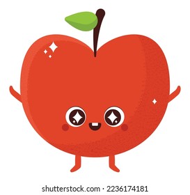 kawaii apple illustration over white