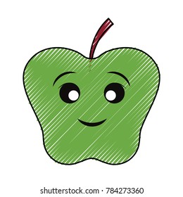 kawaii apple  vector illustration