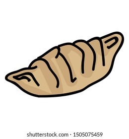 Kawaii Asian dumpling illustration. Hand drawn japanese gyoza snack clipart. 