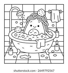 Kawaii Abacate Coloring Page - Personagem de abacate sorridente bonito para crianças, Atividade com tema de frutas imprimível, Linha preta e branca de ilustração de arte