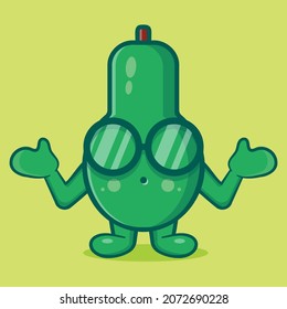 kawaii avocado fruit mascot with confused gesture isolated cartoon in flat style