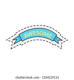 Kawaii awesome sign. Cute hand drawn colored vector illustration.