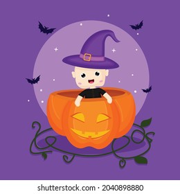 kawaii baby helloween character illustration