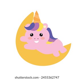 kawaii baby unicorn isolated on white background