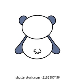 Kawaii back of panda, great design for any purposes. Cute background. Vector graphic illustration.