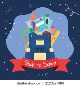 kawaii back to school cartoon poster