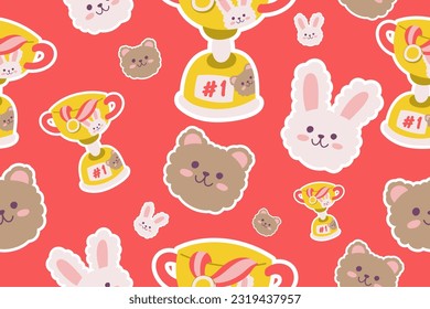 Kawaii Back to school stationery Seamless Pattern Background. Cute Hand drawn Office supply Perfect Kids Apparel Doodle Cartoon Preschool Children Learning Wrapping Textile Graphic Print Vector