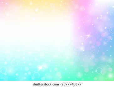 Kawaii Background. Green Rainbow Gradient. Unicorn Hologram. Holographic Colorful Invite. Yellow Sparkles Pattern. Pink Abstract Invitation. Princess Backdrop. Candy Kawaii Background.