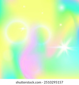 Kawaii Background. Pink Girl Pattern. Fairy Hologram. Fairytale Girlish Mesh. Purple Sparkles Gradient. Blue Colorful Invitation. Unicorn Backdrop. Neon Kawaii Background.