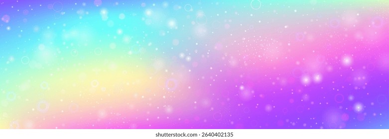 Kawaii Background. Pink Rainbow Pattern And Beautiful Unicorn Hologram. Purple Magic Gradient. Abstract Watercolor Wallpaper Of Cosmic Candy Dream. Blue Kawaii Background.