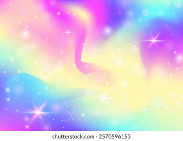 Kawaii Background. Purple Girl Hologram. Rainbow Invitation. Fairytale Mystical Invite. Pink Magical Gradient. Lilac Cosmic Pattern. Unicorn Texture. Cute Kawaii Background.