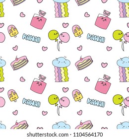 kawaii background with various cute icon