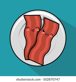 kawaii bacon plate breakfast icon