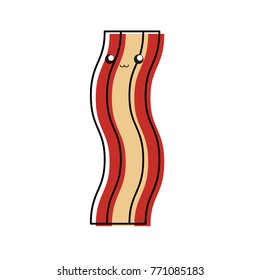 kawaii bacon vector illustration