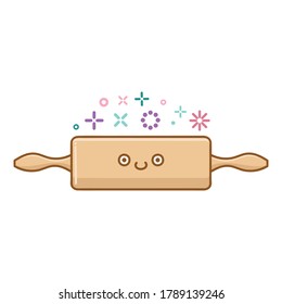 kawaii baking dough roller icon cartoon illustration isolated on white background