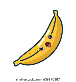 kawaii banana fruits icon
