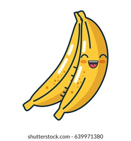 kawaii bananas fruits icon