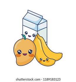 kawaii bananas milk and mango fruit