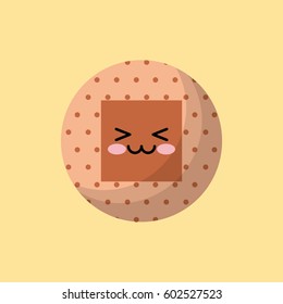 kawaii band aid icon over yellow background. colorful design. vector illustration