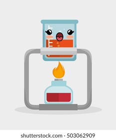 kawaii beaker lab with bunsen burner chemistry