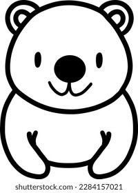 Kawaii bear vector linear illustration