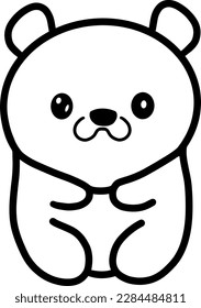 Kawaii bear vector linear illustration
