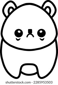 Kawaii bear vector linear illustration