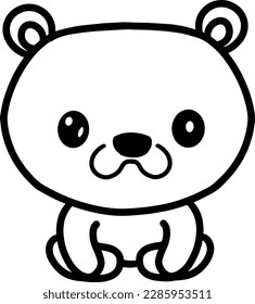 Kawaii bear vector linear illustration