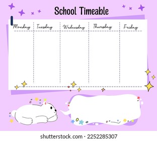 kawaii bear weekly school planner 