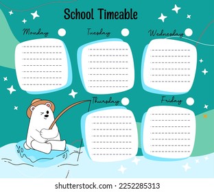 kawaii bear weekly school planner 