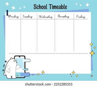 kawaii bear weekly school planner 