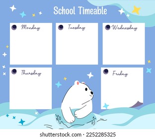 kawaii bear weekly school planner 
