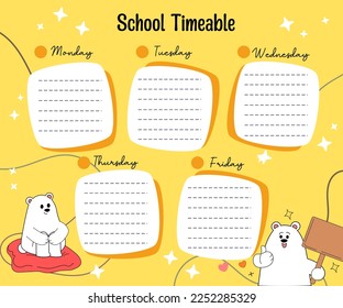 kawaii bear weekly school planner 